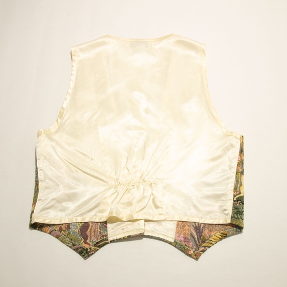 Vintage Tapestry Vest Green 1980's stitched tapestry style renaissance horse sc - Picture 6 of 7